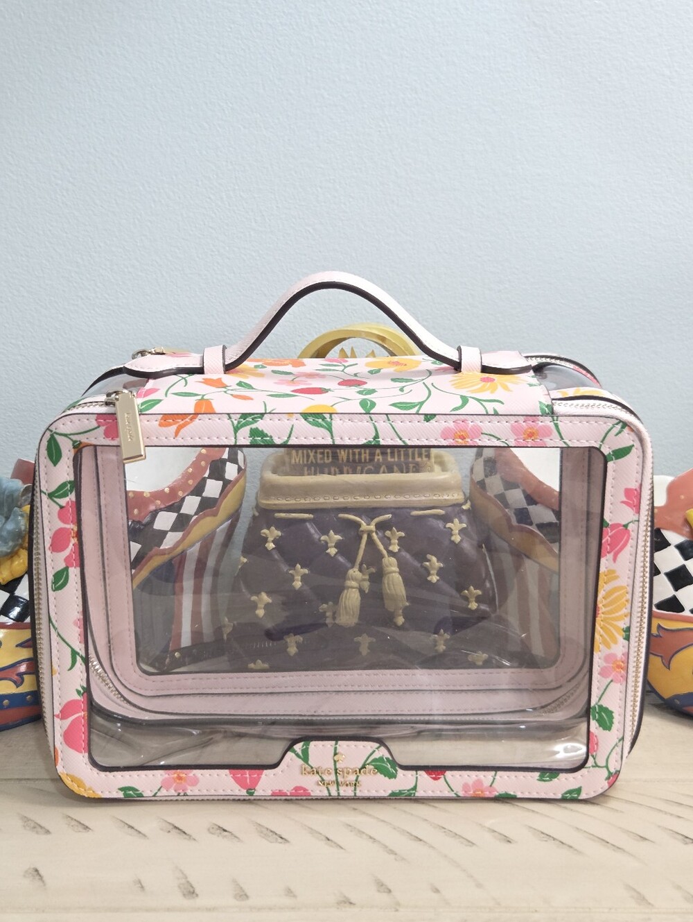 Kate Spade Madison Strawberry Garden Travel Cosmetic Case Pink Multi, LN